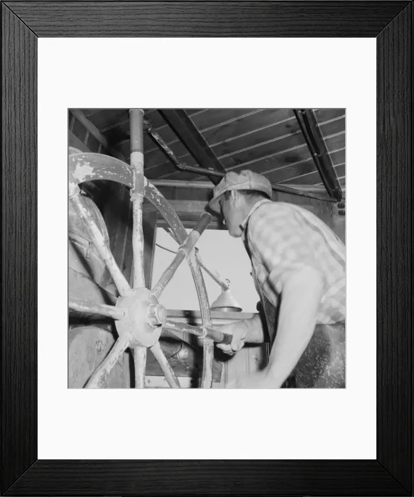 Framed Print : Scene in a pilot house during a mackeral school chase, Gloucester, Massachusetts, 1943. Creator: Gordon Parks Framed Print : Scene in a pilot house during a mackeral school chase, Gloucester, Massachusetts, 1943. Creator: Gordon Parks