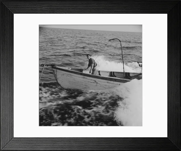 Framed Print : Giacomo Frusteri in the prow of the seining boat as it races to... Gloucester, Massachusetts, 1943. Creator: Gordon Parks Framed Print : Giacomo Frusteri in the prow of the seining boat as it races to... Gloucester, Massachusetts, 1943. Creator: Gordon Parks