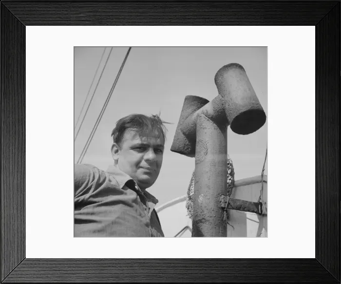 Framed Print : Possibly: On board the fishing boat Alden, out of Gloucester, Massachusetts, 1943. Creator: Gordon Parks Framed Print : Possibly: On board the fishing boat Alden, out of Gloucester, Massachusetts, 1943. Creator: Gordon Parks