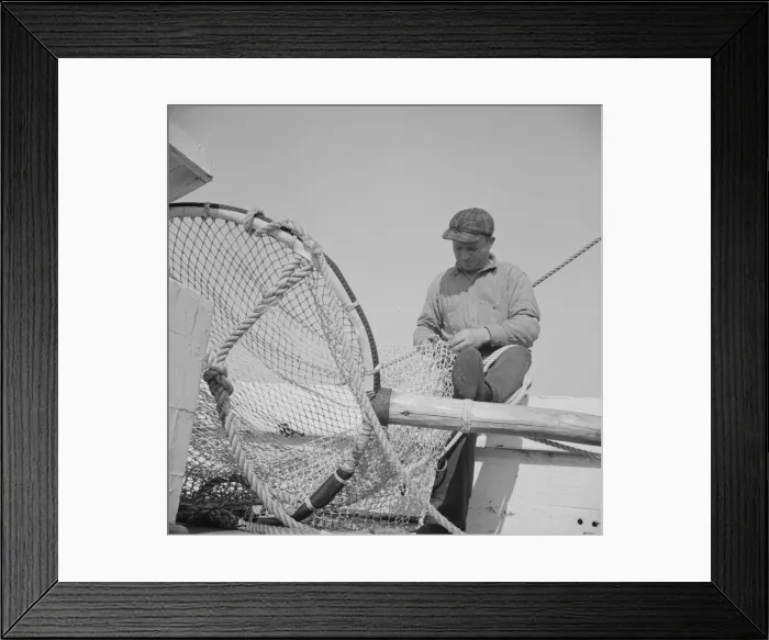 Framed Print : Frank Mineo, owner and skipper of the New England fishing boat... Gloucester, Massachusetts, 1943. Creator: Gordon Parks Framed Print : Frank Mineo, owner and skipper of the New England fishing boat... Gloucester, Massachusetts, 1943. Creator: Gordon Parks