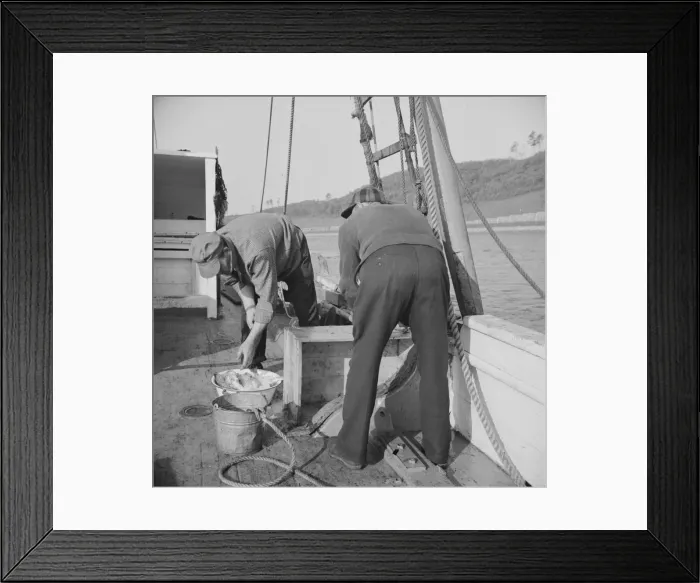 Framed Print : On board the fishing boat Alden, out of Glocester, Massachusetts, 1943. Creator: Gordon Parks Framed Print : On board the fishing boat Alden, out of Glocester, Massachusetts, 1943. Creator: Gordon Parks