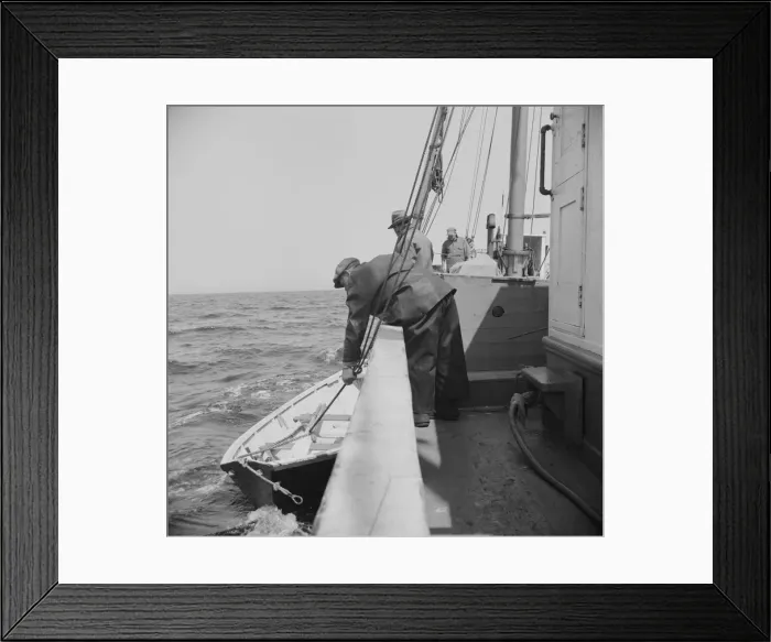 Framed Print : On board the fishing boat Alden, out of Gloucester, Massachusetts, 1943. Creator: Gordon Parks