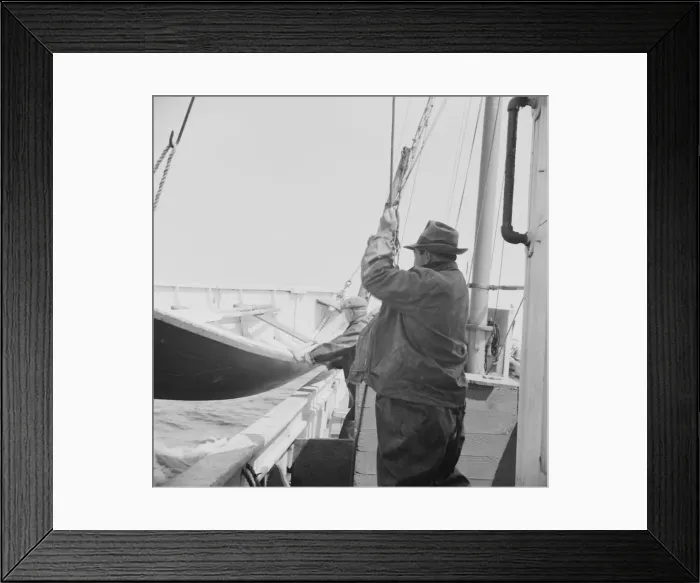 Framed Print : On board the fishing boat Alden out of Gloucester, Massachusetts, 1943. Creator: Gordon Parks Framed Print : On board the fishing boat Alden out of Gloucester, Massachusetts, 1943. Creator: Gordon Parks