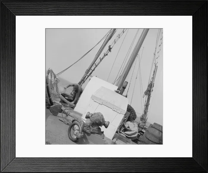 Framed Print : Possibly: On board the fishing boat Alden, out of Glocester, Massachusetts, 1943. Creator: Gordon Parks Framed Print : Possibly: On board the fishing boat Alden, out of Glocester, Massachusetts, 1943. Creator: Gordon Parks