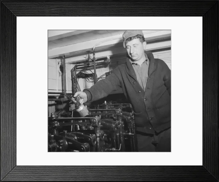 Framed Print : On board the fishing boat Alden, out of Gloucester, Massachusetts, 1943. Creator: Gordon Parks Framed Print : On board the fishing boat Alden, out of Gloucester, Massachusetts, 1943. Creator: Gordon Parks