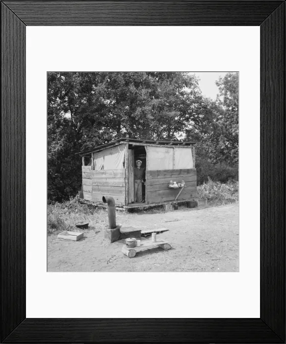 Framed Print : A row of shelters... for hop pickers... near Grants Pass, Josephine County, Oregon, 1939. Creator: Dorothea Lange Framed Print : A row of shelters... for hop pickers... near Grants Pass, Josephine County, Oregon, 1939. Creator: Dorothea Lange