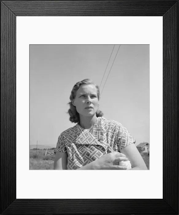 Framed Print : Young woman from a South Dakota farm where her family... Merrill, Klamath County, Oregon, 1939. Creator: Dorothea Lange Framed Print : Young woman from a South Dakota farm where her family... Merrill, Klamath County, Oregon, 1939. Creator: Dorothea Lange