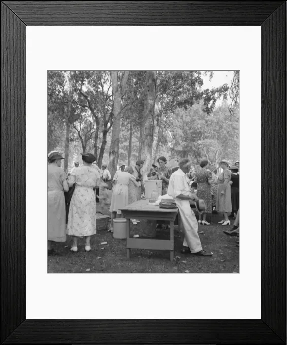 Framed Print : California Day, a picnic in town park on the Rogue River, Grants Pass, Oregon, 1939. Creator: Dorothea Lange Framed Print : California Day, a picnic in town park on the Rogue River, Grants Pass, Oregon, 1939. Creator: Dorothea Lange