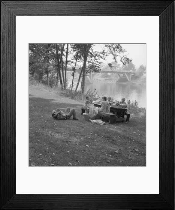Framed Print : Sunday family picnic, Grants Pass, Josephine County, Oregon, 1939. Creator: Dorothea Lange Framed Print : Sunday family picnic, Grants Pass, Josephine County, Oregon, 1939. Creator: Dorothea Lange