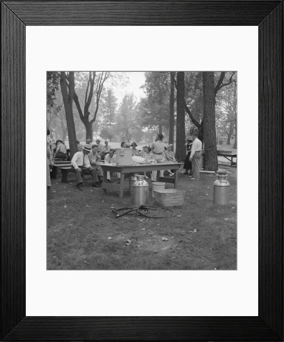 Framed Print : California Day, a picnic in town park on the Rogue River, Grants Pass, Oregon, 1939. Creator: Dorothea Lange Framed Print : California Day, a picnic in town park on the Rogue River, Grants Pass, Oregon, 1939. Creator: Dorothea Lange
