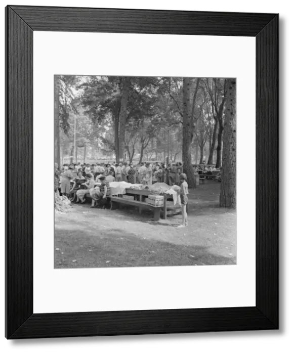 Framed Print : California Day, a picnic in town park on the Rogue River, Grants Pass, Oregon, 1939. Creator: Dorothea Lange Framed Print : California Day, a picnic in town park on the Rogue River, Grants Pass, Oregon, 1939. Creator: Dorothea Lange