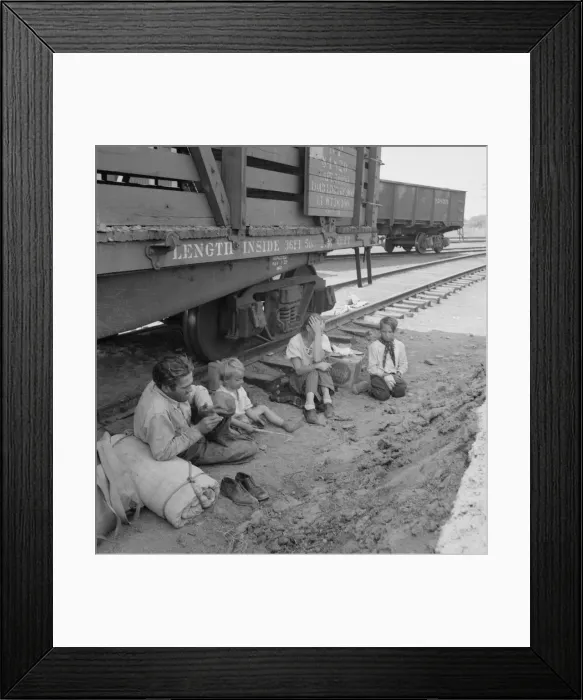 Framed Print : Family who traveled by freight train, Washington, Toppenish, Yakima Valley, 1939. Creator: Dorothea Lange Framed Print : Family who traveled by freight train, Washington, Toppenish, Yakima Valley, 1939. Creator: Dorothea Lange