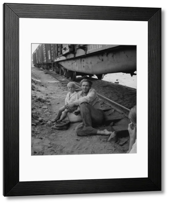 Framed Print : His family traveled with him on the freights, Washington, Toppenish, Yakima Valley, 1939. Creator: Dorothea Lange Framed Print : His family traveled with him on the freights, Washington, Toppenish, Yakima Valley, 1939. Creator: Dorothea Lange