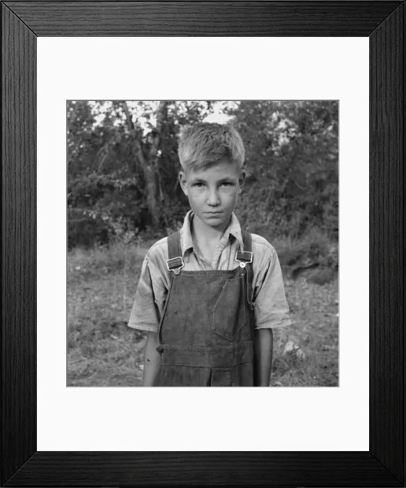 Framed Print : Migratory boy in squatter camp, Washington, Yakima Valley, 1939. Creator: Dorothea Lange Framed Print : Migratory boy in squatter camp, Washington, Yakima Valley, 1939. Creator: Dorothea Lange