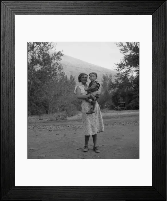 Framed Print : Champion hop picker in squatter camp before the season opens, Washington, Yakima Valley, 1939. Creator: Dorothea Lange Framed Print : Champion hop picker in squatter camp before the season opens, Washington, Yakima Valley, 1939. Creator: Dorothea Lange