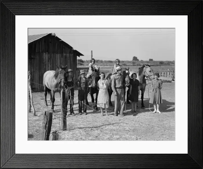 Framed Print : Chris Adolf, his wife, six of their eight children and his teams, Washington, Yakima Valley, 1939. Creator: Dorothea Lange Framed Print : Chris Adolf, his wife, six of their eight children and his teams, Washington, Yakima Valley, 1939. Creator: Dorothea Lange