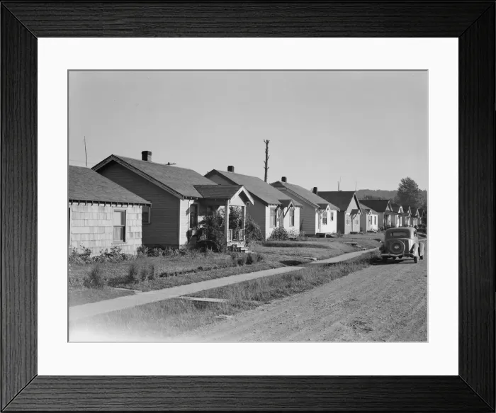 Framed Print : Type of home built by private interests for mill people, Longview, Cowlitz County, Washington, 1939. Creator: Dorothea Lange Framed Print : Type of home built by private interests for mill people, Longview, Cowlitz County, Washington, 1939. Creator: Dorothea Lange