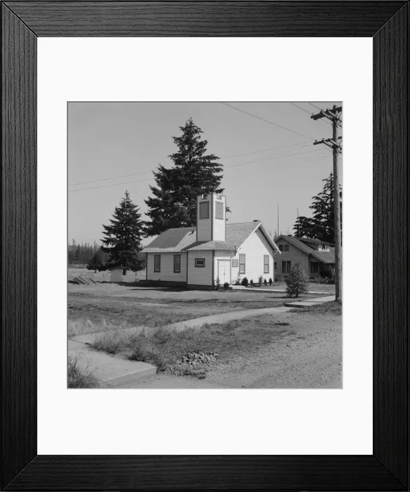 Framed Print : Seven Day Adventist Church, Tenino, Thurston County, Western Washington, 1939. Creator: Dorothea Lange Framed Print : Seven Day Adventist Church, Tenino, Thurston County, Western Washington, 1939. Creator: Dorothea Lange
