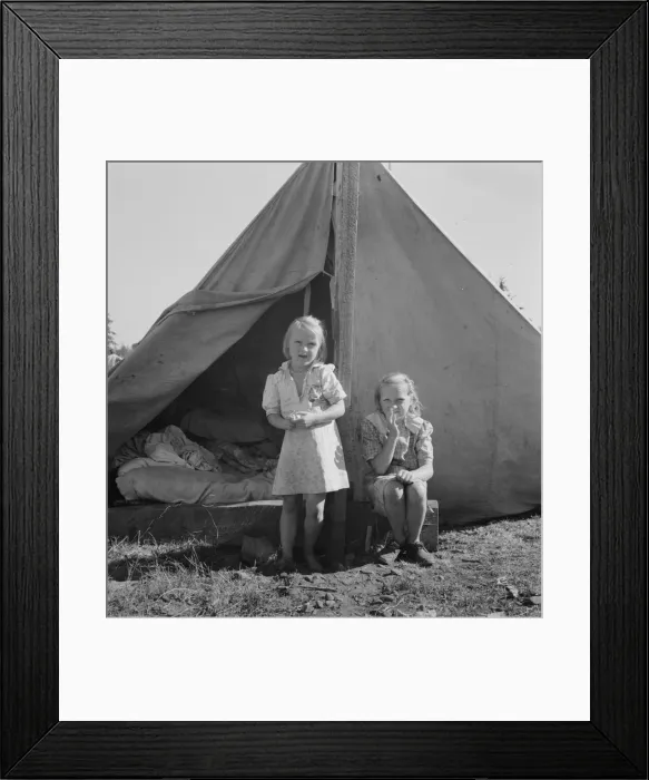 Framed Print : Possibly: Bean pickers camp in growers yard, near West Stayton, Marion County, Oregon, 1939. Creator: Dorothea Lange Framed Print : Possibly: Bean pickers camp in growers yard, near West Stayton, Marion County, Oregon, 1939. Creator: Dorothea Lange