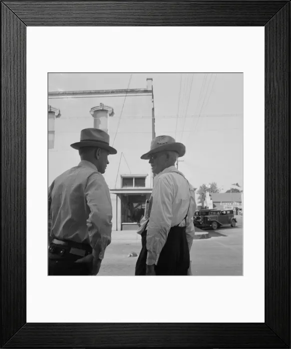 Framed Print : Possibly: Williamette Valley hop farmers in town hold their... Independence, Oregon, 1939. Creator: Dorothea Lange Framed Print : Possibly: Williamette Valley hop farmers in town hold their... Independence, Oregon, 1939. Creator: Dorothea Lange