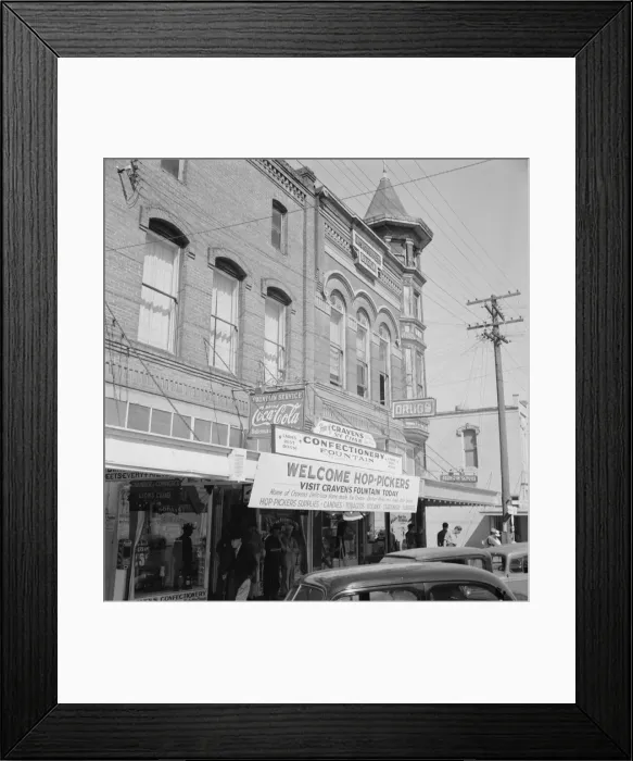 Framed Print : Street corner, Williamette Valley, Independence, Polk County, Oregon, 1939. Creator: Dorothea Lange