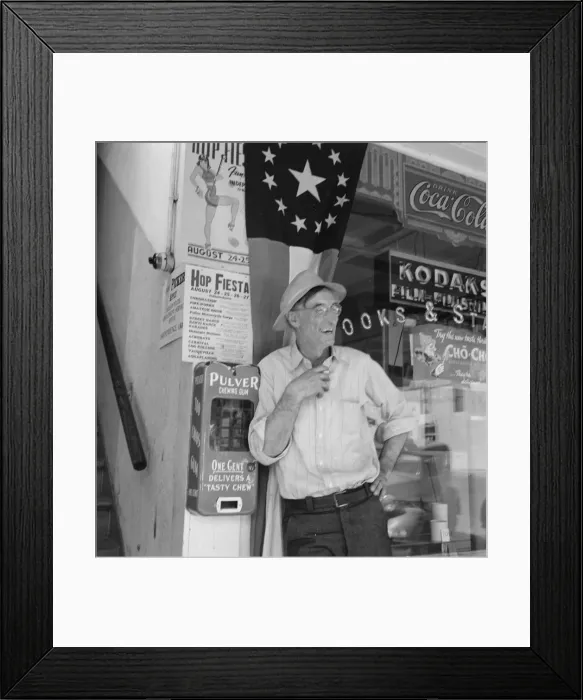Framed Print : On main street of Williamette Valley town, Independence, Polk County, Oregon, 1939. Creator: Dorothea Lange Framed Print : On main street of Williamette Valley town, Independence, Polk County, Oregon, 1939. Creator: Dorothea Lange