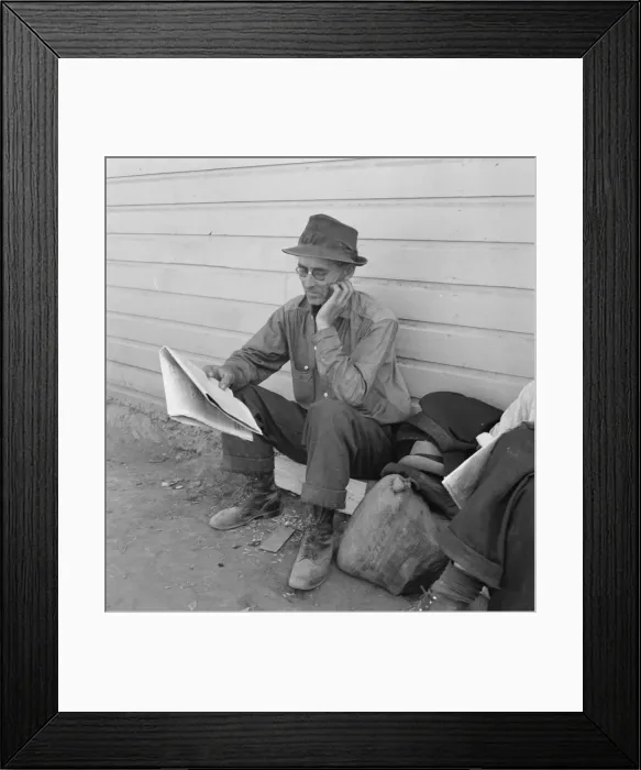 Framed Print : Single man, three weeks before opening of Klamath... Tulelake, Siskiyou County, California, 1939. Creator: Dorothea Lange Framed Print : Single man, three weeks before opening of Klamath... Tulelake, Siskiyou County, California, 1939. Creator: Dorothea Lange