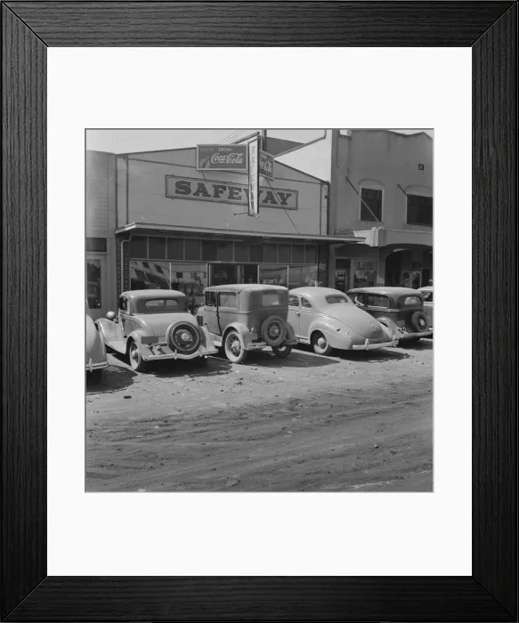 Framed Print : Looking down main street of a frontier... Tulelake, Siskiyou County, California, 1939. Creator: Dorothea Lange Framed Print : Looking down main street of a frontier... Tulelake, Siskiyou County, California, 1939. Creator: Dorothea Lange