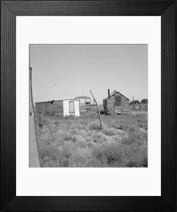 Framed Print : Shack for potato pickers, Merrill, Klamath County, Oregon, 1939. Creator: Dorothea Lange Framed Print : Shack for potato pickers, Merrill, Klamath County, Oregon, 1939. Creator: Dorothea Lange