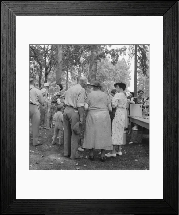 Framed Print : California Day, a picnic in town park on the Rogue River, Grants Pass, Oregon, 1939. Creator: Dorothea Lange Framed Print : California Day, a picnic in town park on the Rogue River, Grants Pass, Oregon, 1939. Creator: Dorothea Lange