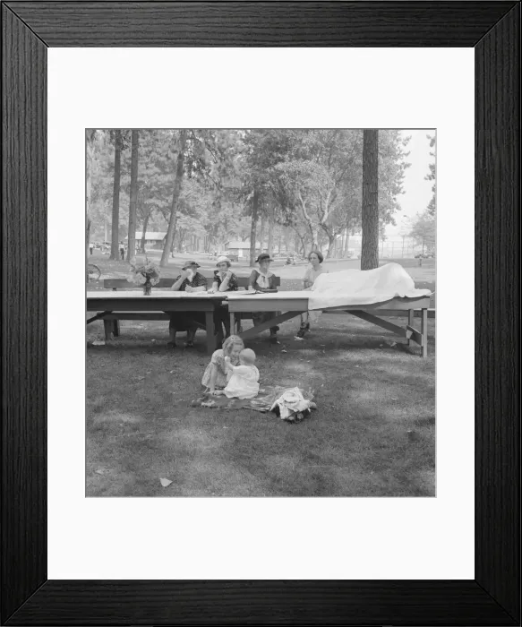 Framed Print : California Day, a picnic in town park on the Rogue River, Grants Pass, Oregon, 1939. Creator: Dorothea Lange Framed Print : California Day, a picnic in town park on the Rogue River, Grants Pass, Oregon, 1939. Creator: Dorothea Lange