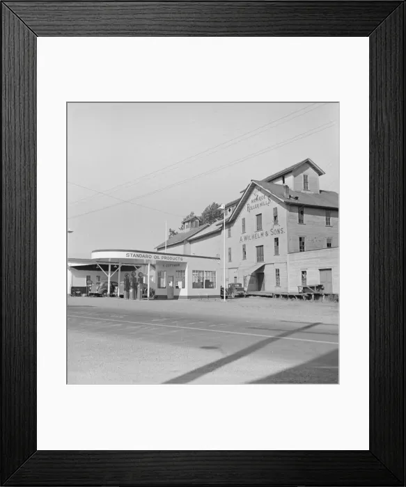 Framed Print : The Wilhelm mill closed ten years ago and service station... Monroe, Benton County, Oregon, 1939. Creator: Dorothea Lange Framed Print : The Wilhelm mill closed ten years ago and service station... Monroe, Benton County, Oregon, 1939. Creator: Dorothea Lange