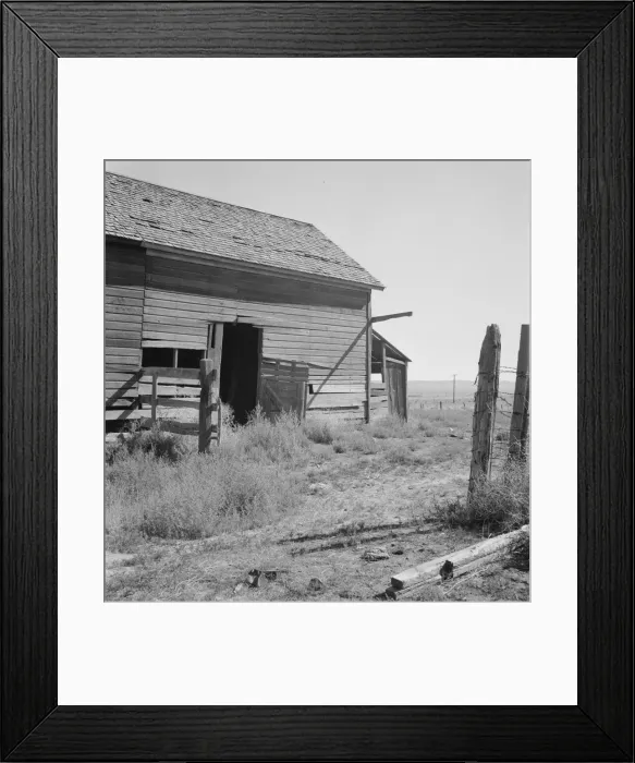 Framed Print : Possibly: Weeds crowd the barn door abandoned in Columbian Basin, Grant County, Washington, 1939. Creator: Dorothea Lange Framed Print : Possibly: Weeds crowd the barn door abandoned in Columbian Basin, Grant County, Washington, 1939. Creator: Dorothea Lange