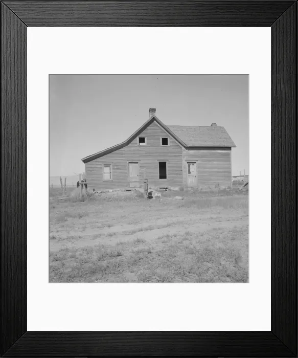 Framed Print : Possibly: Close-up view of abandoned dry land farmhouse in Columbia... Washington, 1939. Creator: Dorothea Lange Framed Print : Possibly: Close-up view of abandoned dry land farmhouse in Columbia... Washington, 1939. Creator: Dorothea Lange