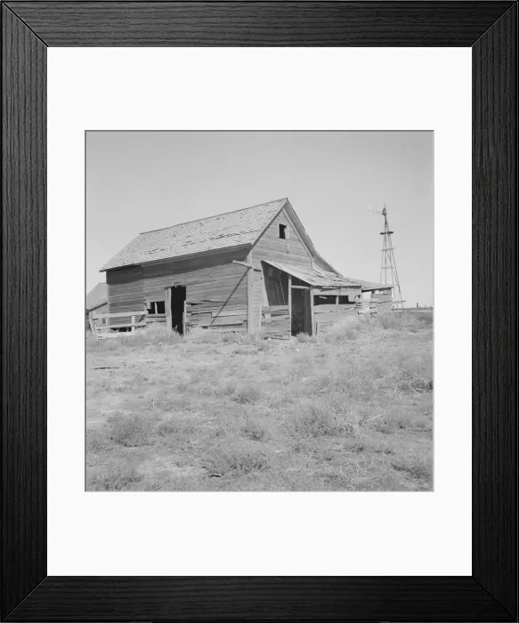 Framed Print : Possibly: Close-up view of abandoned dry land farmhouse in Columbian Basin, Washington, 1939. Creator: Dorothea Lange Framed Print : Possibly: Close-up view of abandoned dry land farmhouse in Columbian Basin, Washington, 1939. Creator: Dorothea Lange