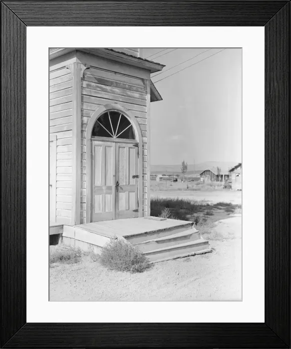 Framed Print : Old Catholic church on edge of potato town, Merrill, Klamath County, Oregon, 1939. Creator: Dorothea Lange Framed Print : Old Catholic church on edge of potato town, Merrill, Klamath County, Oregon, 1939. Creator: Dorothea Lange