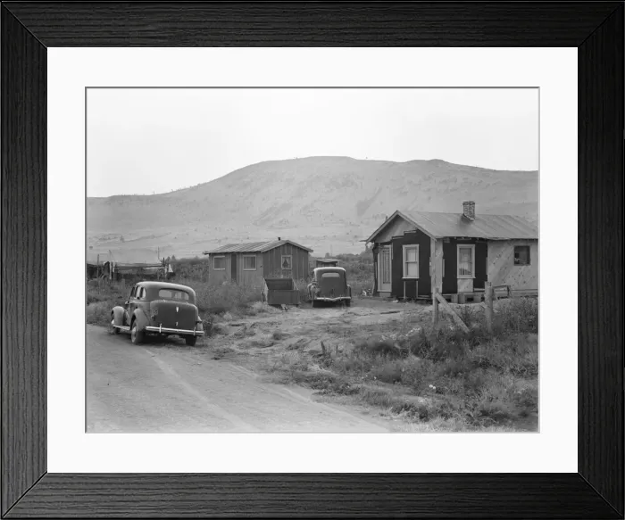 Framed Print : Shacktown in Altamont district, near Klamath Falls, Klamath County, Oregon, 1939. Creator: Dorothea Lange Framed Print : Shacktown in Altamont district, near Klamath Falls, Klamath County, Oregon, 1939. Creator: Dorothea Lange