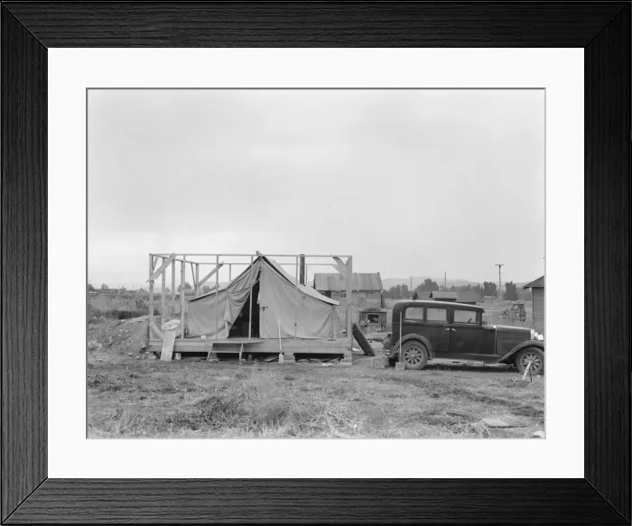 Framed Print : Family living in tent while building... near Klamath Falls, Klamath county, Oregon, 1939. Creator: Dorothea Lange Framed Print : Family living in tent while building... near Klamath Falls, Klamath county, Oregon, 1939. Creator: Dorothea Lange