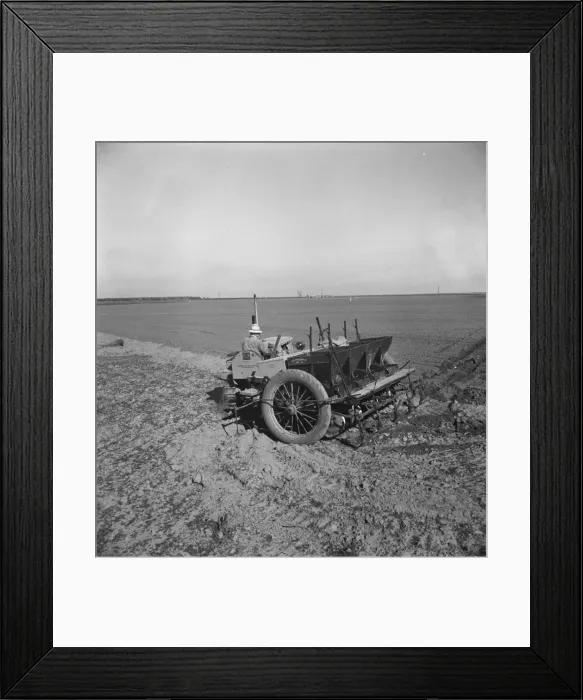 Framed Print : Large-scale, mechanized farming - potato planter, Kern County, California, 1939. Creator: Dorothea Lange Framed Print : Large-scale, mechanized farming - potato planter, Kern County, California, 1939. Creator: Dorothea Lange