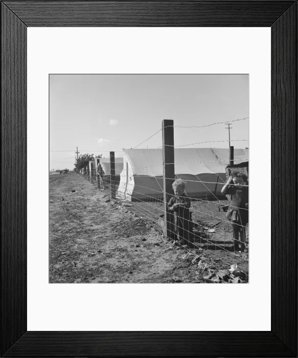 Framed Print : Living conditions for migratory children, pea harvest, outskirts of Calipatria, CA, 1939. Creator: Dorothea Lange Framed Print : Living conditions for migratory children, pea harvest, outskirts of Calipatria, CA, 1939. Creator: Dorothea Lange