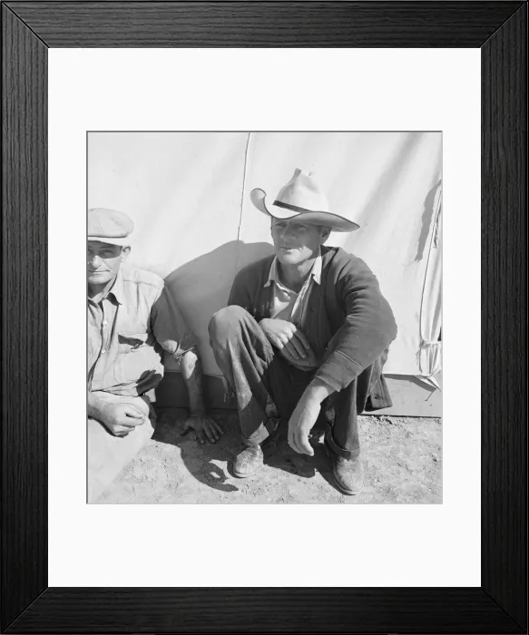 Framed Print : Migrant worker in camp, California, 1939. Creator: Dorothea Lange Framed Print : Migrant worker in camp, California, 1939. Creator: Dorothea Lange