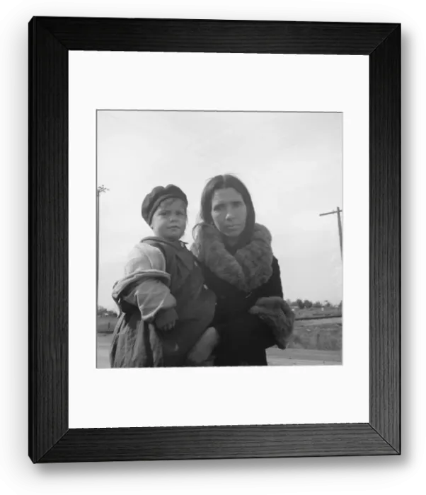 Framed Print : Homeless mother and youngest child of seven... US99, near Brawley, Imperial County, 1939. Creator: Dorothea Lange Framed Print : Homeless mother and youngest child of seven... US99, near Brawley, Imperial County, 1939. Creator: Dorothea Lange