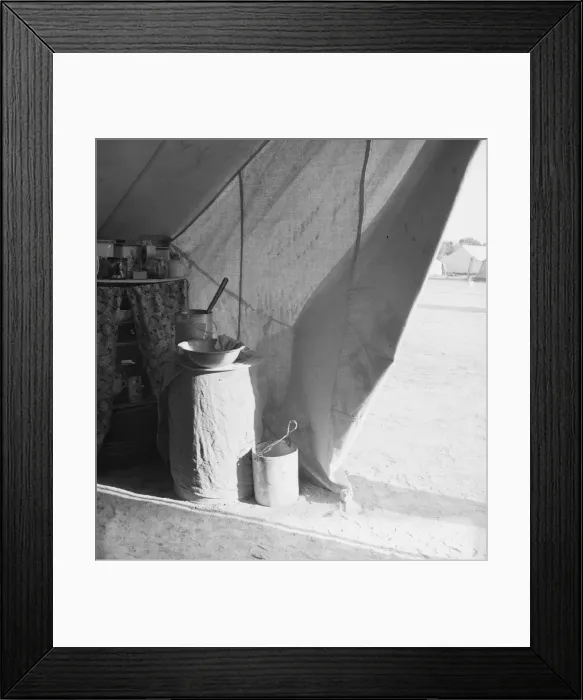 Framed Print : Tent of migratory workers in FSA camp (emergency), Calipatria, Calififornia, 1939. Creator: Dorothea Lange Framed Print : Tent of migratory workers in FSA camp (emergency), Calipatria, Calififornia, 1939. Creator: Dorothea Lange