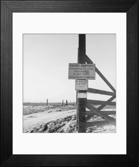 Framed Print : Kern County, California is largely in the hands of big landowners, 1939. Creator: Dorothea Lange Framed Print : Kern County, California is largely in the hands of big landowners, 1939. Creator: Dorothea Lange