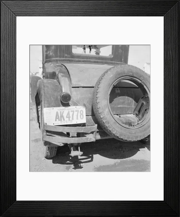 Framed Print : Temporary auto license, California, 1939. Creator: Dorothea Lange Framed Print : Temporary auto license, California, 1939. Creator: Dorothea Lange