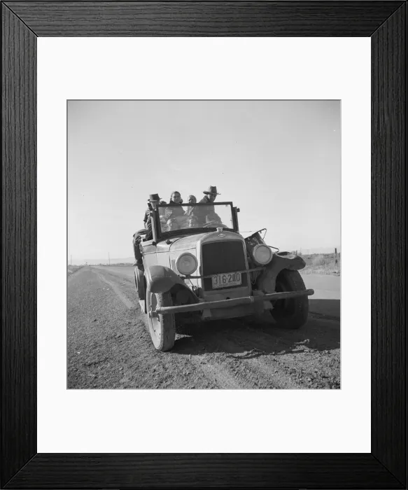 Framed Print : Eight related persons... in search of employment as pea pickers, on US80, Imperial Valley, CA, 1939. Creator: Dorothea Lange Framed Print : Eight related persons... in search of employment as pea pickers, on US80, Imperial Valley, CA, 1939. Creator: Dorothea Lange