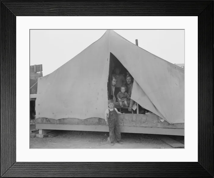 Framed Print : In Farm Security Administration (FSA) migratory labor camp, Brawley, Imperial Valley, 1939. Creator: Dorothea Lange Framed Print : In Farm Security Administration (FSA) migratory labor camp, Brawley, Imperial Valley, 1939. Creator: Dorothea Lange