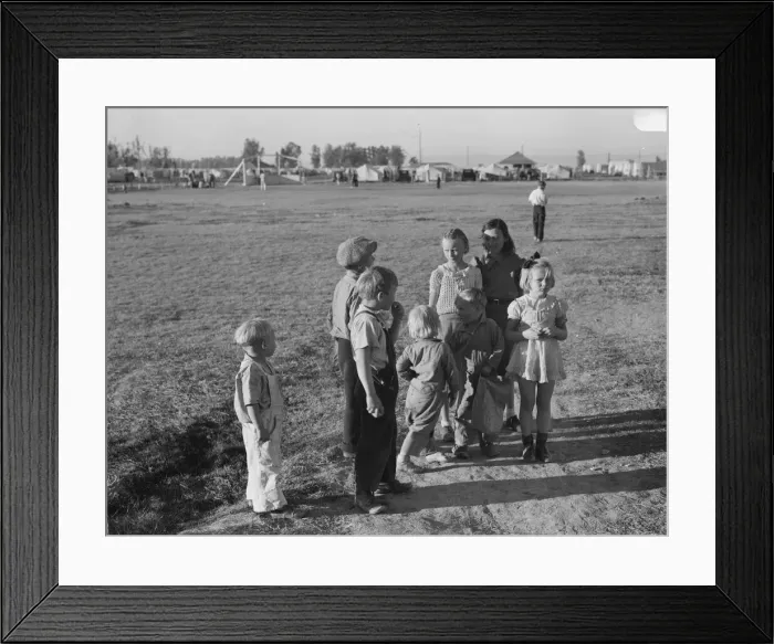 Framed Print : Children of migratory pea pickers in Brawley camp, California, 1939. Creator: Dorothea Lange Framed Print : Children of migratory pea pickers in Brawley camp, California, 1939. Creator: Dorothea Lange