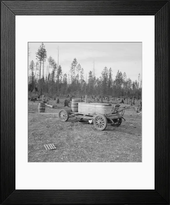 Framed Print : Improved water tank on stump ranch, Boundary County, Idaho, 1939. Creator: Dorothea Lange Framed Print : Improved water tank on stump ranch, Boundary County, Idaho, 1939. Creator: Dorothea Lange