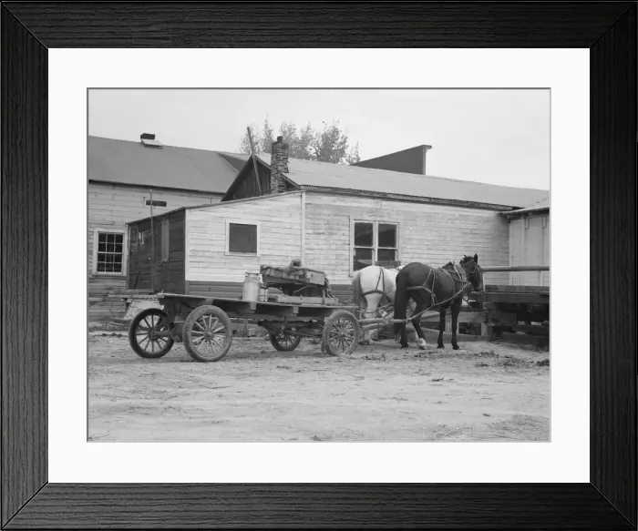 Framed Print : Stump farmer comes to town on a Saturday morning to bring in cream... Bonners Ferry, Idaho, 1939. Creator: Dorothea Lange Framed Print : Stump farmer comes to town on a Saturday morning to bring in cream... Bonners Ferry, Idaho, 1939. Creator: Dorothea Lange